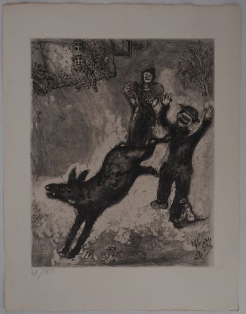 Gravure Chagall - L'âne en rébellion (L'âne et le chien)