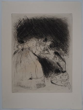Gravure Chagall - L'éducation (La femme du gouverneur gronde sa fille)