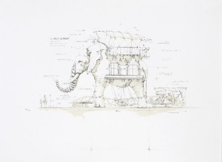 Lithographie Delarozière - L'éléphant