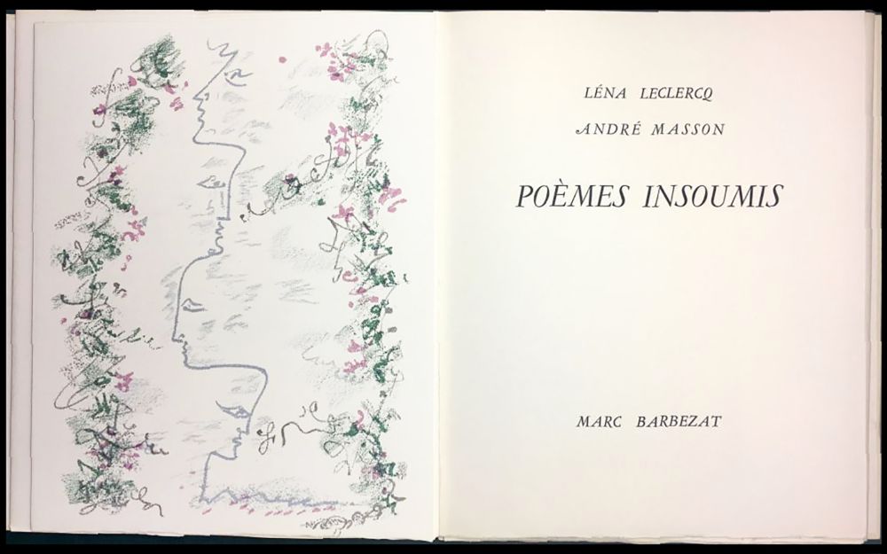 Livre Illustré Masson - Léna Leclercq. POÈMES INSOUMIS. 8 lithographies en couleurs (1963)