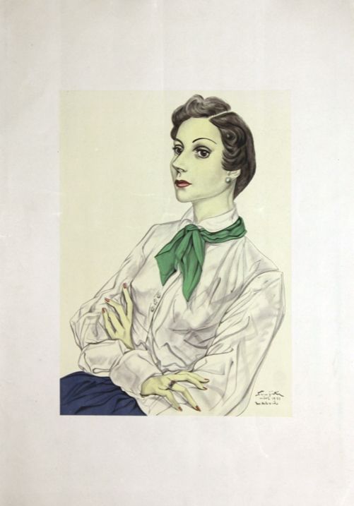 Lithographie Foujita - Madame  Conchita Mendes