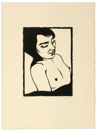 Linogravure Topor - Mademoiselle P