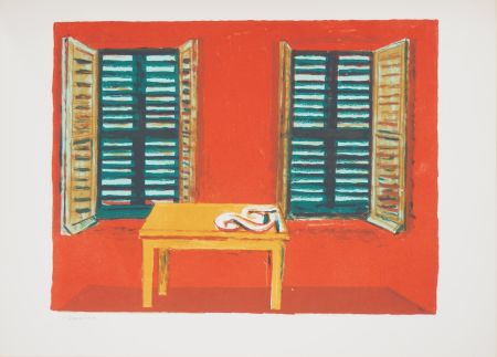 Lithographie Savin  - Maison du Sud, L'intérieur rouge