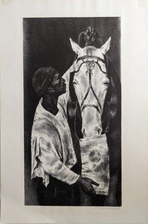 Lithographie Hirsch - Man and Beast