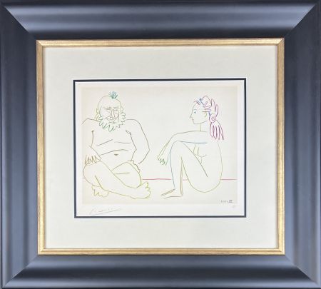 Lithographie Picasso - Man and Woman Sitting, from: Suite of 15 Drawings by Picasso