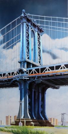 Lithographie Haas - Manhattan Bridge