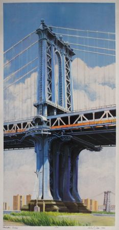Lithographie Haas - Manhattan Bridge