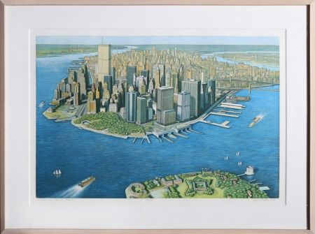 Eau-Forte Et Aquatinte Haas - Manhattan View from Governor's Island (Color)