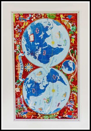 Lithographie Boucher - MAPPE MONDE AIR FRANCE