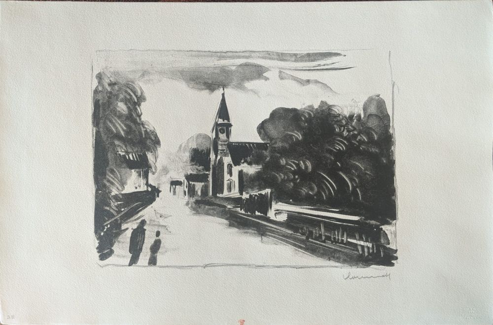 Lithographie Vlaminck - Marine, l'église
