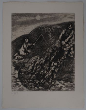 Gravure Chagall - Marins, La pêche au filet (Les poissons et le berger qui joue de la flûte)