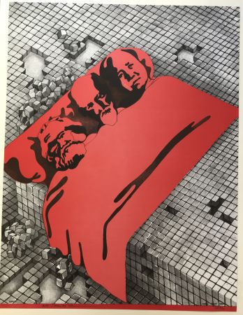 Lithographie Cueco - Marx Freud Mao
