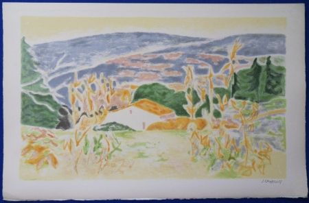 Lithographie Cavailles - Mas en Provence