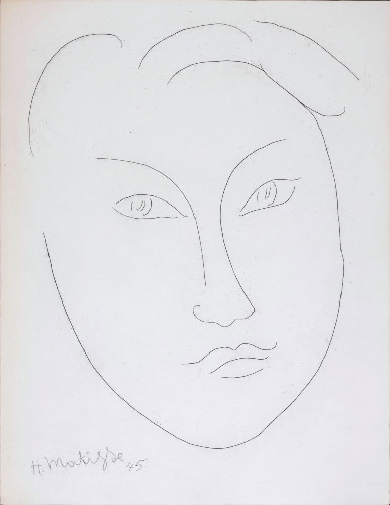 Eau-Forte Matisse - Masque de jeune garçon, 1946