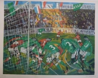 Lithographie Bertholle - Match de football