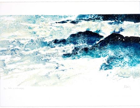 Lithographie Stholl - Matin à contre-vagues