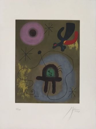 Lithographie Miró - Mauve de la Lune 