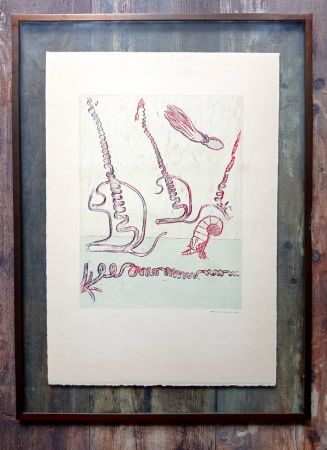 Lithographie Ernst - Max Ernst, Surrealist Composition, Rare Lithograph, 1974