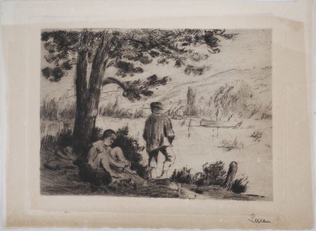 Pointe-Sèche Luce - Maximilien LUCE - Après-midi d'Été dans l'Yonne Vers 1890 - Gravure originale signée