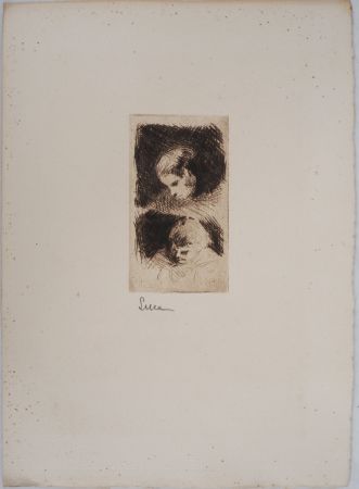 Pointe-Sèche Luce - Maximilien LUCE - Etude d'un jeune enfant Vers 1890 - Gravure originale signée 