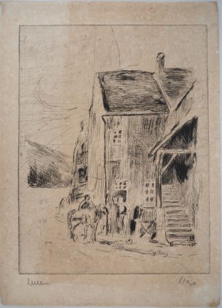 Pointe-Sèche Luce - Maximilien LUCE - Maison de campagne Vers 1900 - Gravure originale- signée