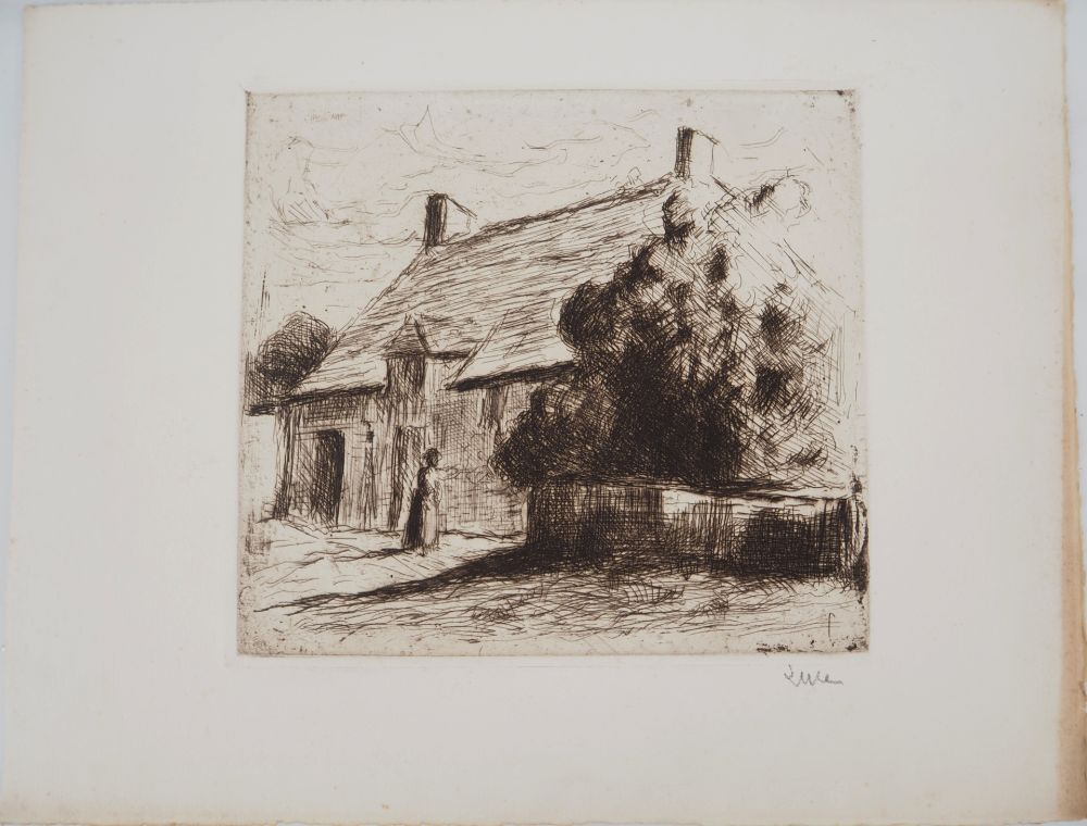 Pointe-Sèche Luce - Maximilien LUCE - Maison villageoise à Bessy-sur-Cure Vers 1900 - Gravure originale signée