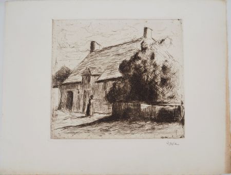 Pointe-Sèche Luce - Maximilien LUCE - Maison villageoise à Bessy-sur-Cure Vers 1900 - Gravure originale signée