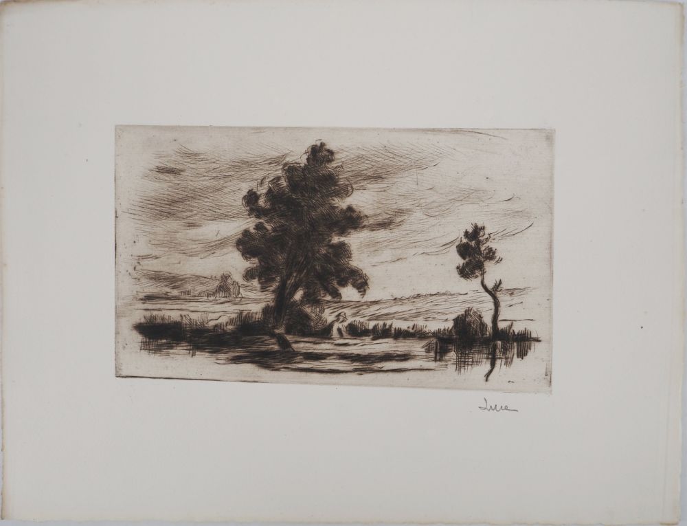 Pointe-Sèche Luce - Maximilien LUCE - Paysage bucolique (Yonne) Vers 1910 - Gravure originale signée