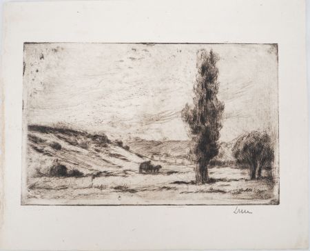 Pointe-Sèche Luce - Maximilien LUCE - Paysage de campagne Vers 1900 - Gravure originale signée