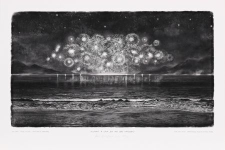 Estampe Numérique Op De Beeck - Midnight, a calm Sea and some Firework