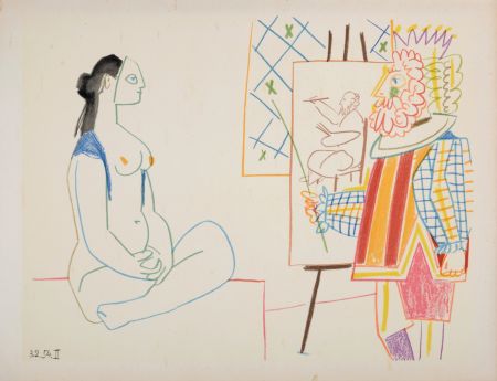 Lithographie Picasso - Modele and King, 1954