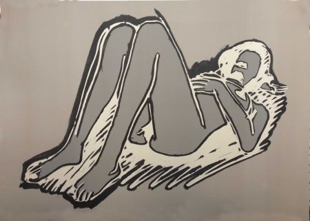 Linogravure Wesselmann - MONICA RECLINING ON BACK, KNEES UP