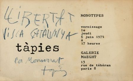 Lithographie Tàpies - Monotypes