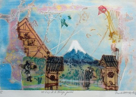 Gravure Hasegawa - Mont Fujoi et le temps passé 