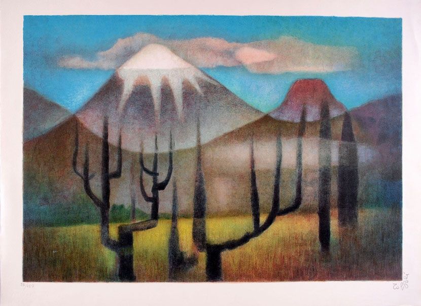 Lithographie Toffoli - Montagnes mexicaines