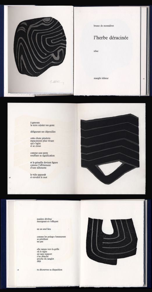 Livre Illustré Ubac - Montalivet. L'HERBE DÉRACINÉE. Gravures de Raoul Ubac (1975)