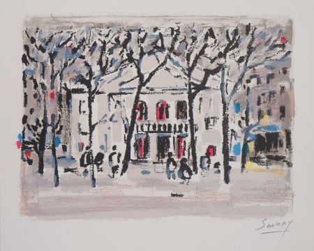 Lithographie Savary - Montmartre, le Théâtre de l’Atelier