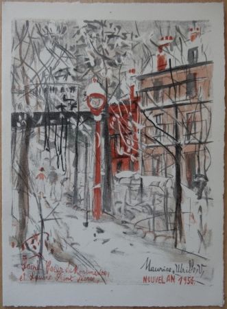 Lithographie Utrillo - Montmartre sous le neige