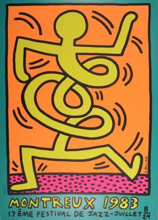 Sérigraphie Haring - Montreux Jazz Festival (#B), 1983 - Very large!