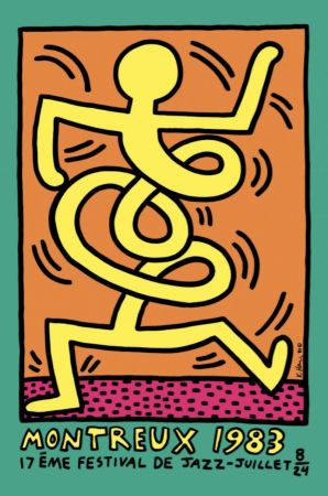Lithographie Haring - Montreux Jazz Festival (green)