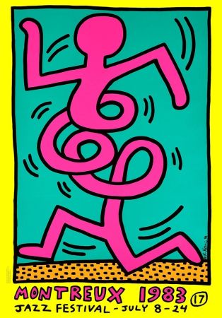 Sérigraphie Haring - Montreux Jazz Festival Poster (Yellow)