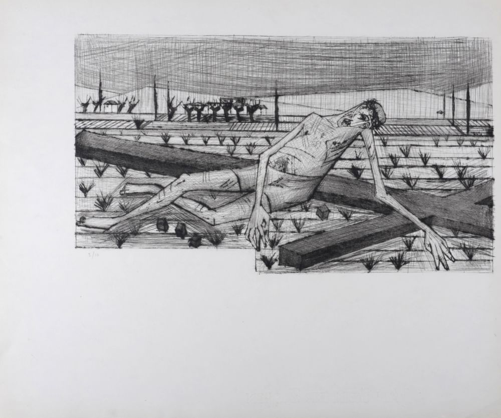 Gravure Buffet - Montée au Calvaire, La Passion du Christ, 1954