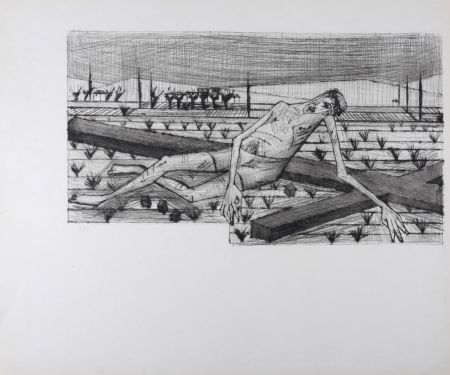 Gravure Buffet - Montée au Calvaire, La Passion du Christ, 1954