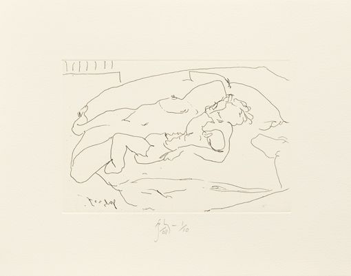 Gravure Flanagan -  Mother lying with child