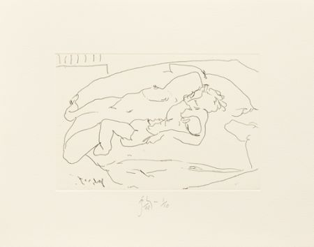 Gravure Flanagan -  Mother lying with child