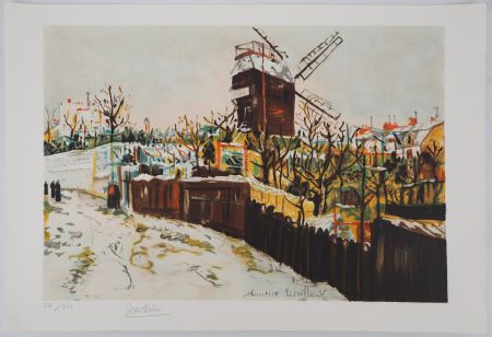 Lithographie Utrillo - Moulin de la Galette à Montmartre