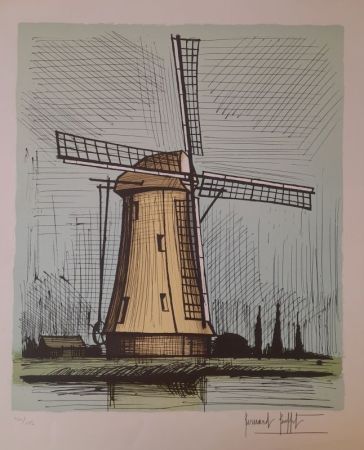 Lithographie Buffet - Moulin hollandais 
