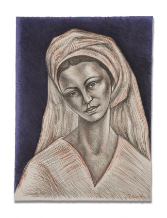 Lithographie Anguiano - Mujer con rebozo blanco