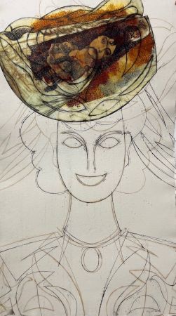 Eau-Forte Et Aquatinte Valdés - Mujer con sombrero IV