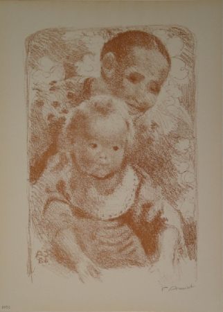 Lithographie Amiet - Mutter und Kind